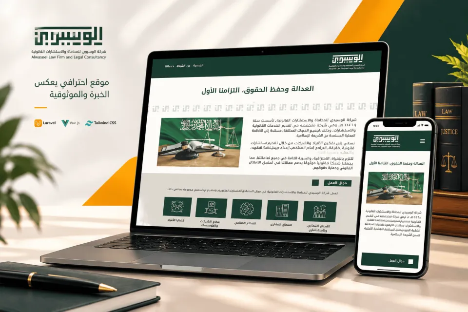 Alwasedi Law Firm Arabic legal services website for Saudi clients